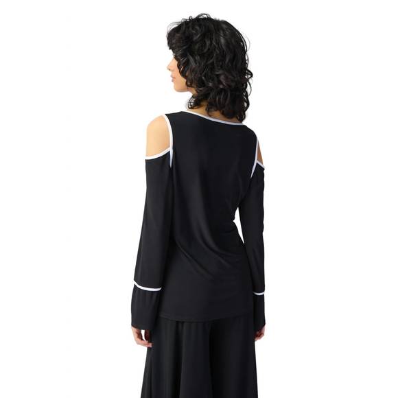 NEW JOSEPH RIBKOFF open shoulder two-tone top in black - Picture 2 of 3